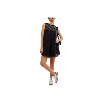 FREE PEOPLE Shea Solid Mini Sleeveless Dress Women's BLACK/Black