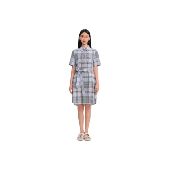 Blood Glitter Short-Sleeved Dresses Women's Blue Plaid
