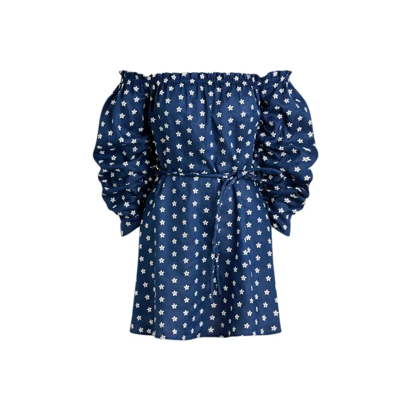 SCANLAN THEODORE SS25 Embroidered Mini Dress Long-Sleeved Dresses Women's Navy White/Marine White-0
