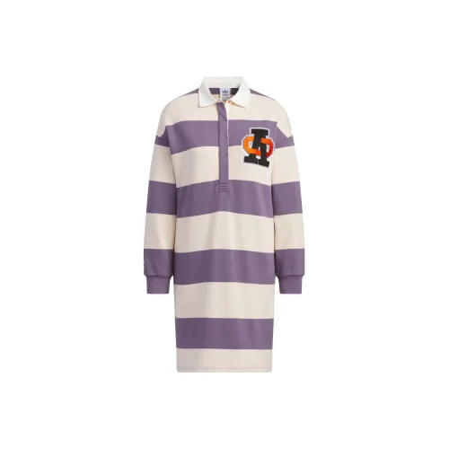 Adidas Originals Long Sleeved Dresses Women's Dark Gray Violet