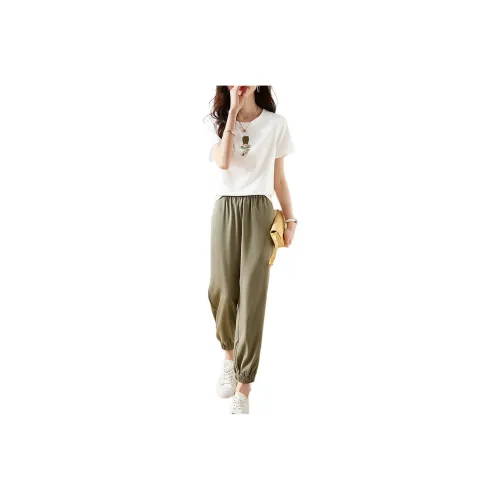 Mo Han Yi Mei Casual Suit Women's Upper White Lower Green