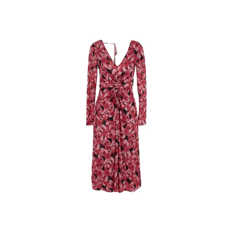 Rotate Floral print Ruched Midi Dress-0