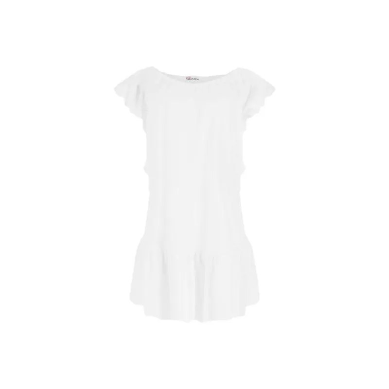 RED VALENTINO Short Sleeved Dress Women's White-0