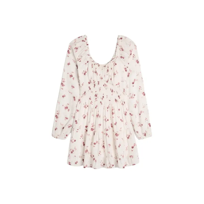 Hollister Long-Sleeved Dresses Women's White All Over Print-0