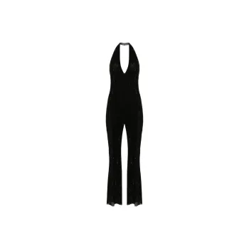 Patrizia Pepe Crystal embellished Halterneck Jumpsuit