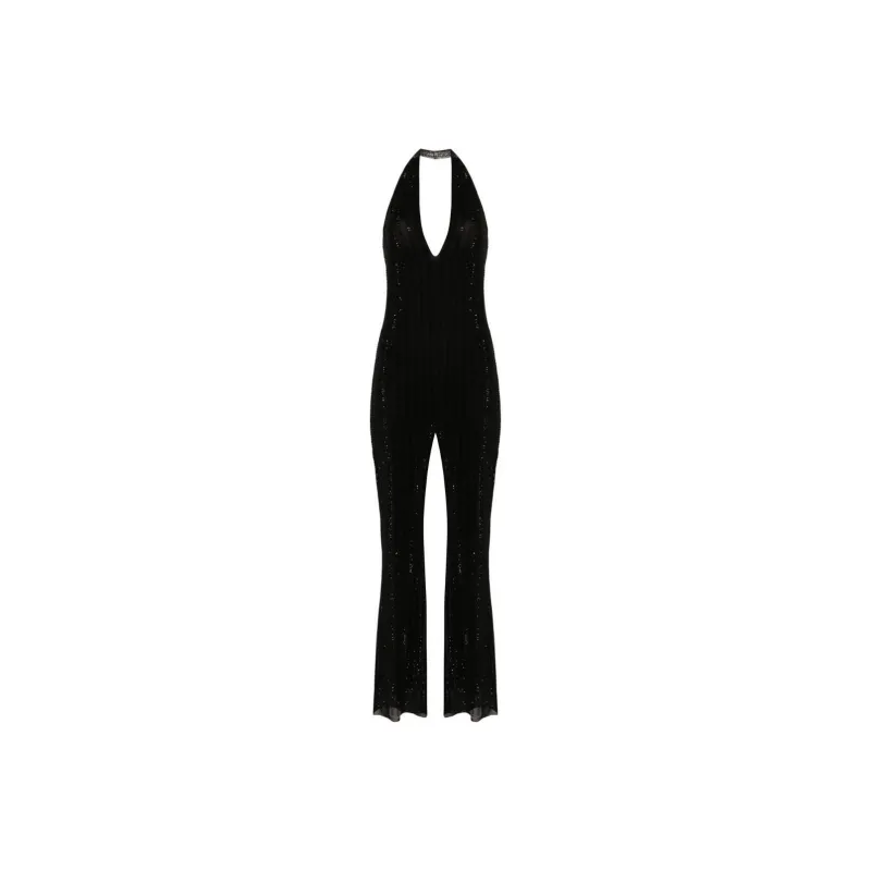 Patrizia Pepe Crystal embellished Halterneck Jumpsuit-0