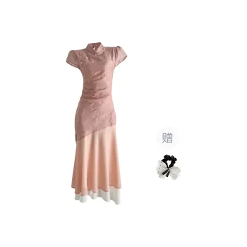 TUSHIFEI Short Sleeved Dress Women's Orange Pink