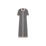 Beige White Navy Blue Stripes