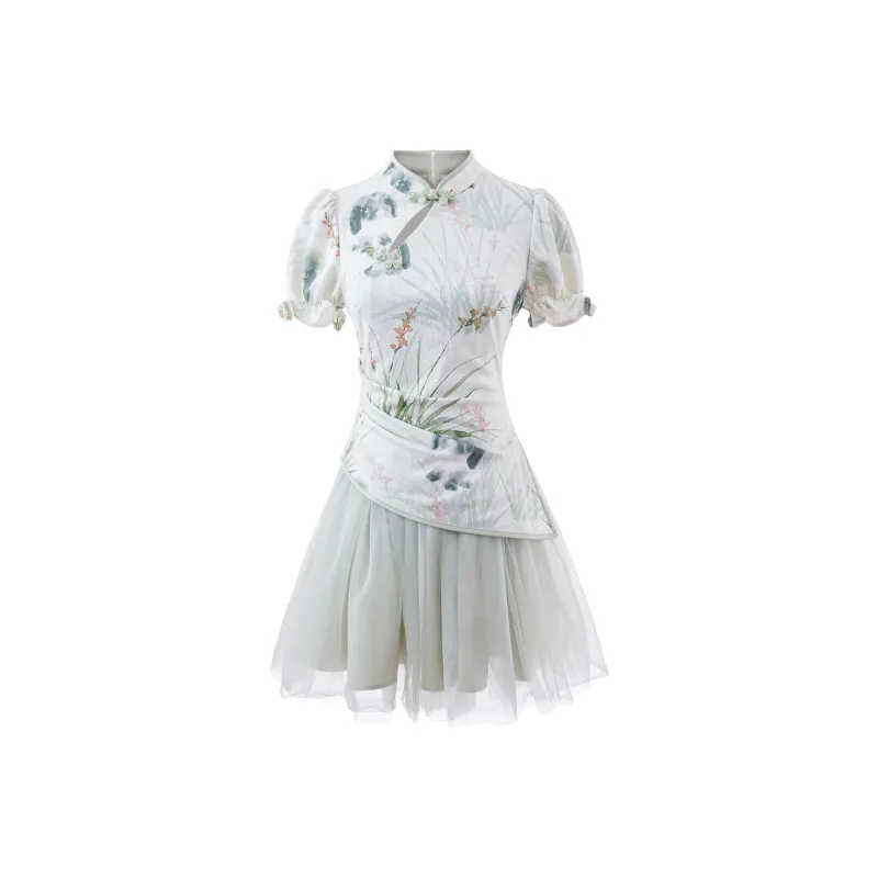 Blovelan Short Sleeved Dress Women's Smoke Green-0