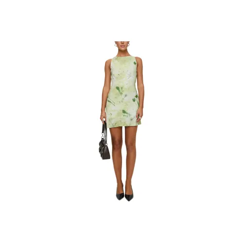 PRINCESS POLLY VIVRE MINI DRESS Sleeveless Dress Women's Green Floral/Green Flowers
