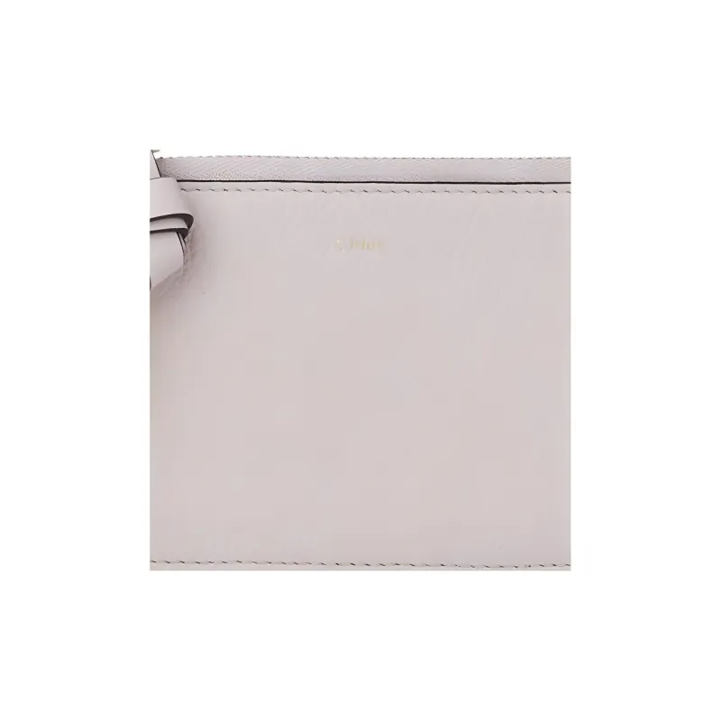 Chloe Alphabet Grained Calfskin Coin Purses Wallets Small Size Women's Wild Gray-4
