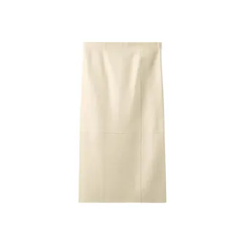 ZARA Leather Long Skirts Women's Frosted White