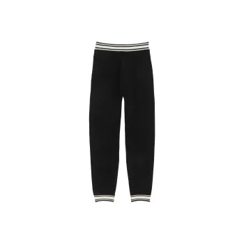 Victoria's Secret PINK Varsity Knit Jogger Pants/Pure Black Knitted Sports Pants Women's Pure Black