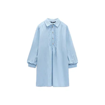 ZARA Long-Sleeved Dresses Women's Sky Blue