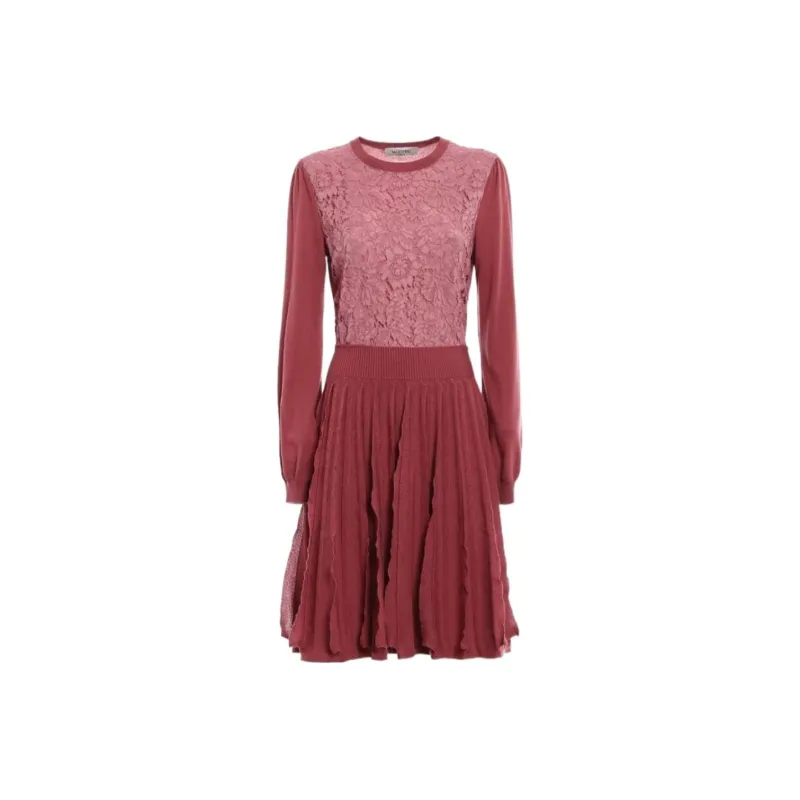 Valentino Long Sleeved Dresses Women's Pink-0
