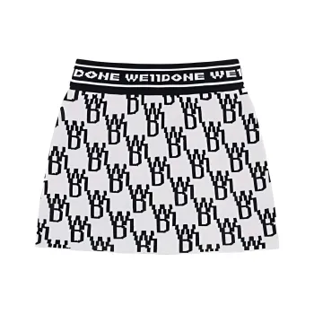 WE11DONE All Over Logo Knit Mini Skirt 'Ivory'