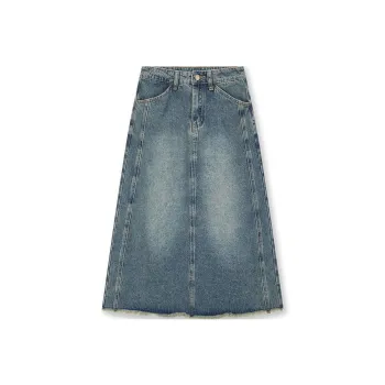 BONELESS Denim Long Skirt Women's Dark Blue