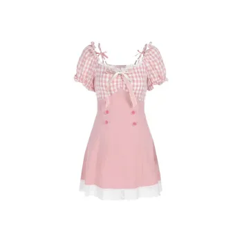 DOKZB Short Sleeved Dress Women's Peach Pink