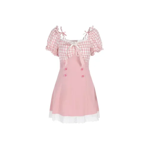 DOKZB Short Sleeved Dress Women's Peach Pink