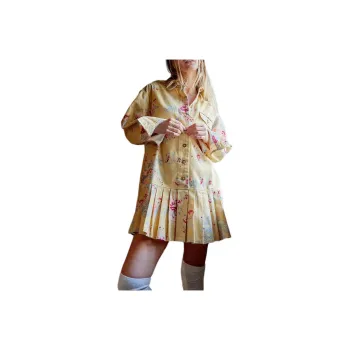 FREE PEOPLE Connor Mini Dress Long-Sleeved Dresses Women's Mellow Yellow Combo/Soft Yellow Combo