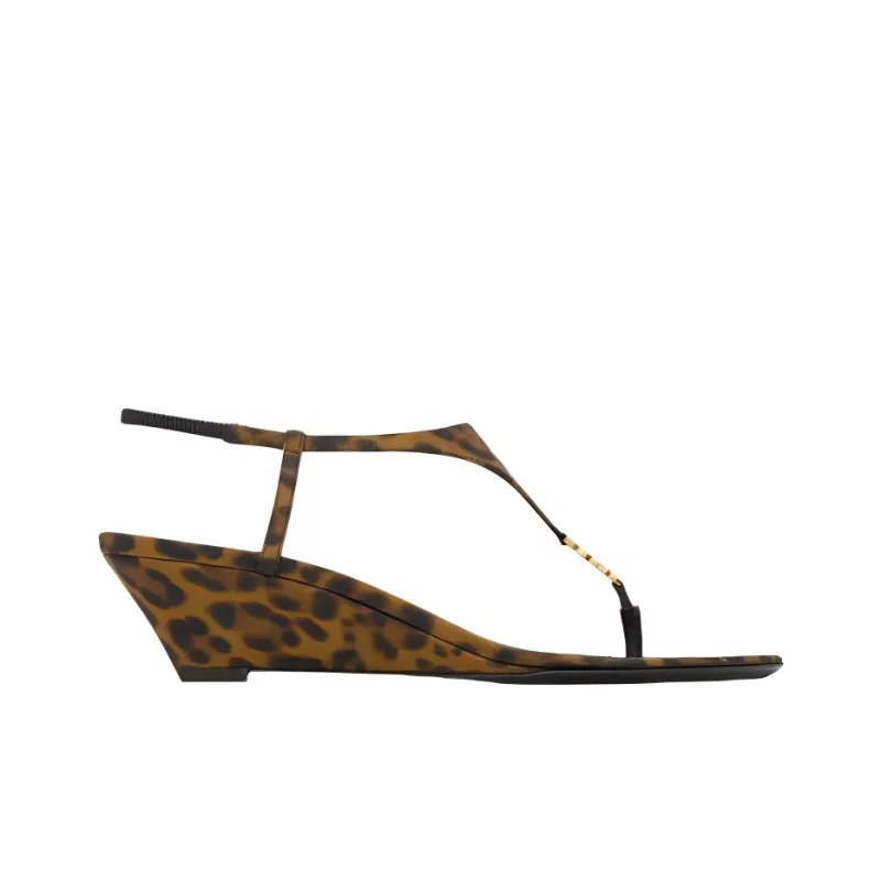 SAINT LAURENT CASSANDRA One Strap Sandals 4cm Women's Brown-1