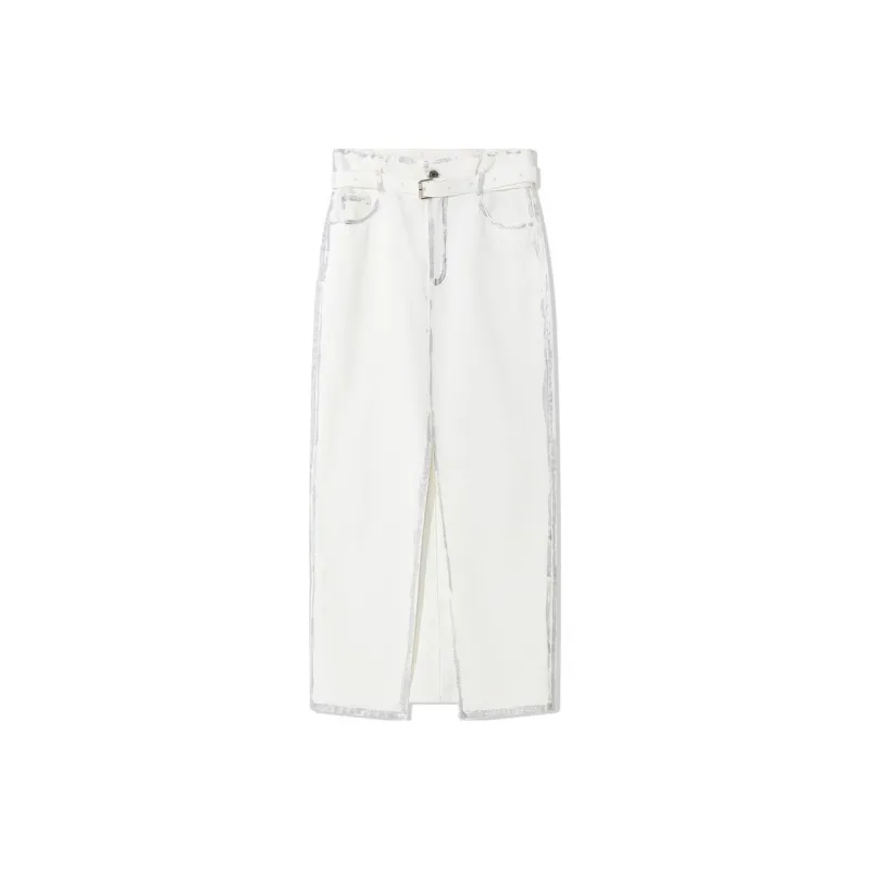 COVERINS Denim Long Skirt Women's White-0