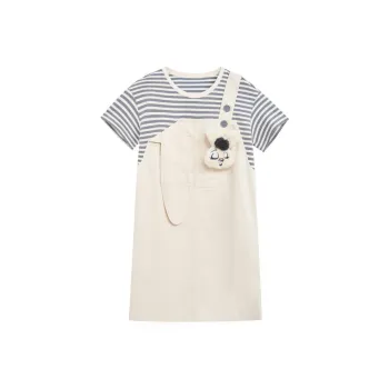ZIHAN Short Sleeved Dresses Women's Gray Stripes