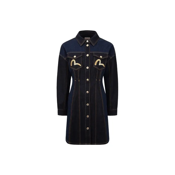 EVISU Long Sleeved Dresses Women's Denim Blue-0