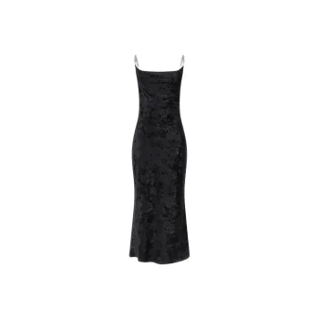 GUESS Velvet Midi Slip Dress Slip Dresses Women's Black