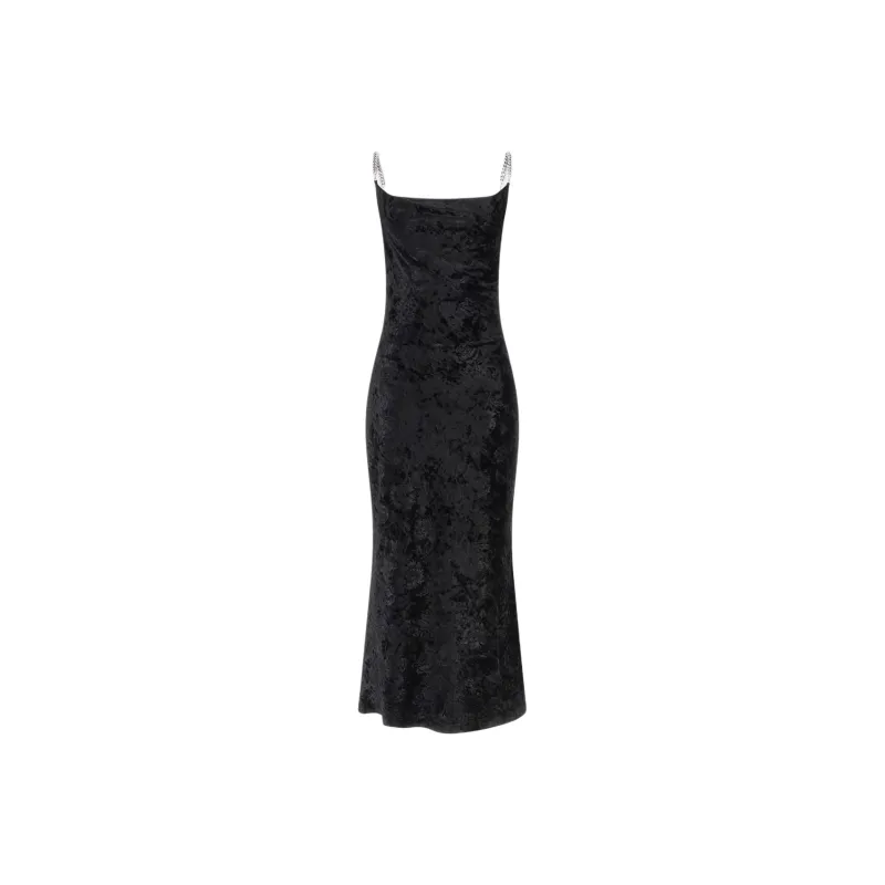 GUESS Velvet Midi Slip Dress Slip Dresses Women's Black-0