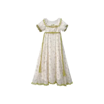 ARIADNAW STUDIO Short Sleeved Dress Women's Apricot Green
