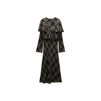 ZARA ZW Series Long-Sleeved Dresses Women's Brown/White