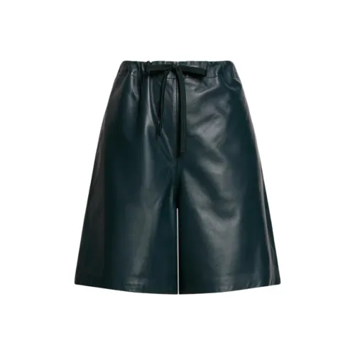 SCANLAN THEODORE Leather Short Casual Shorts Women's Dark Green/Dark Green