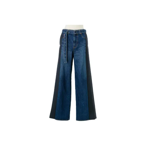Sacai Contrast panel Wide leg Jeans