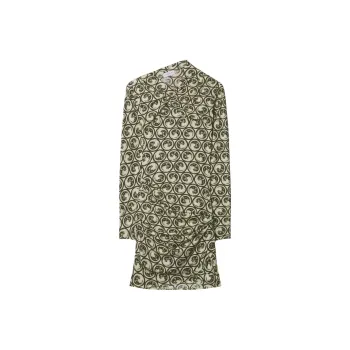 OFF-WHITE Moon-print Gathered Asymmetric Dress