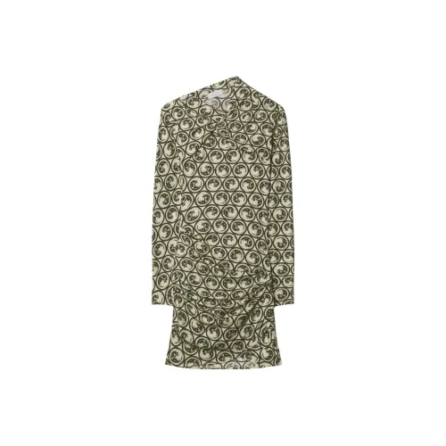 OFF-WHITE Moon-print Gathered Asymmetric Dress