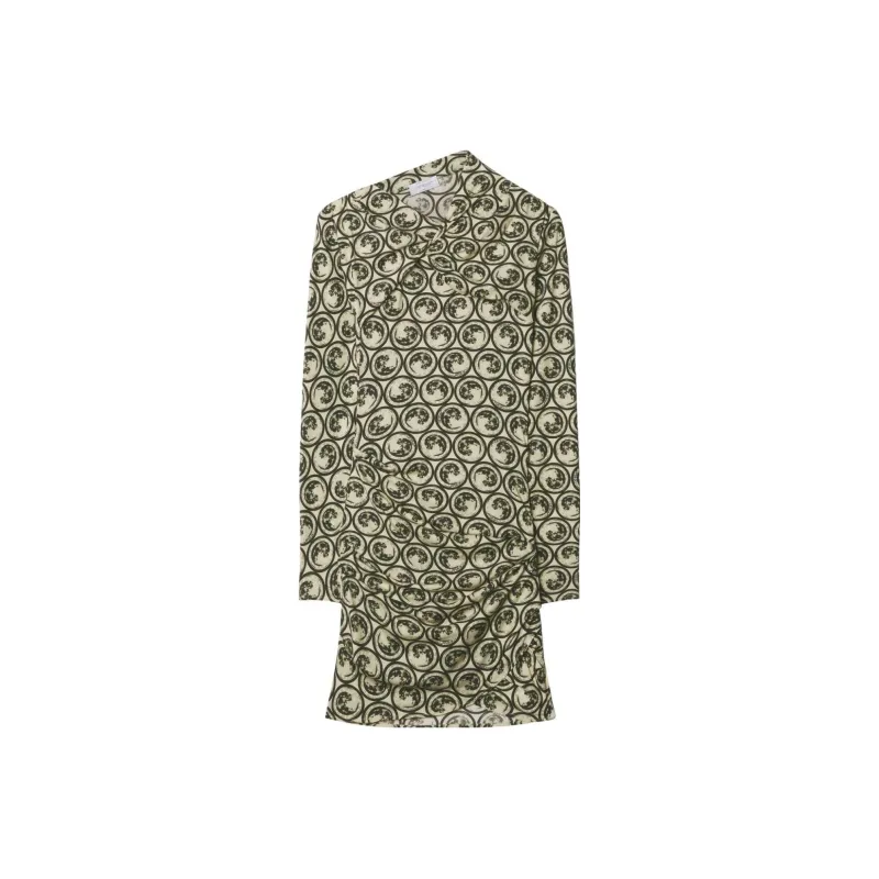 OFF-WHITE Moon-print Gathered Asymmetric Dress-0