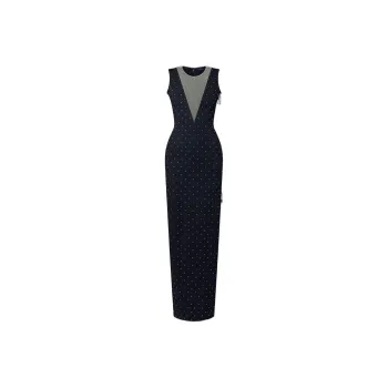 LOUIS VUITTON Tulle Insert Rhinestone Gown