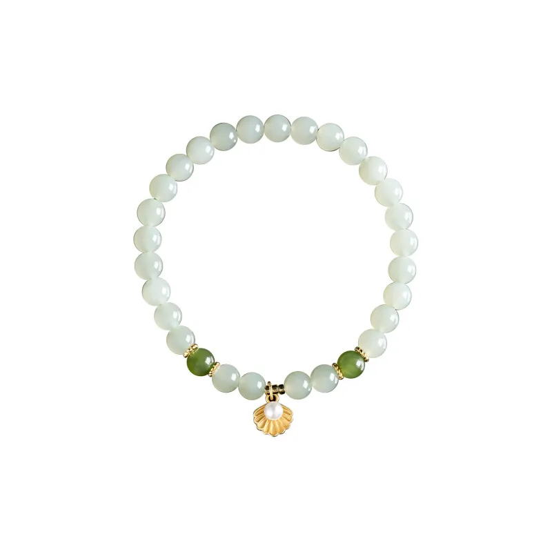 Jade Is Boundless Hetian Jade Bracelets Pale Greenish White Jade Women's-0