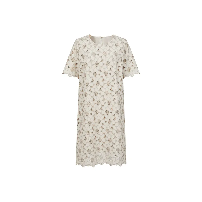 JZ. ANNAKRO Short Sleeved Dress Women's Floral Light Beige-0
