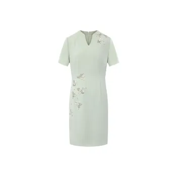 BBLLUUEE Short Sleeved Dress Women's Avocado Green