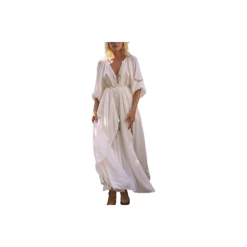 FREE PEOPLE Plenty Of Love Maxi Long-Sleeved Dresses Women's Ivory/Ivory-0