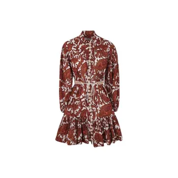 Zimmermann Tiggy Paisley-Printed Belted Shirt Dress