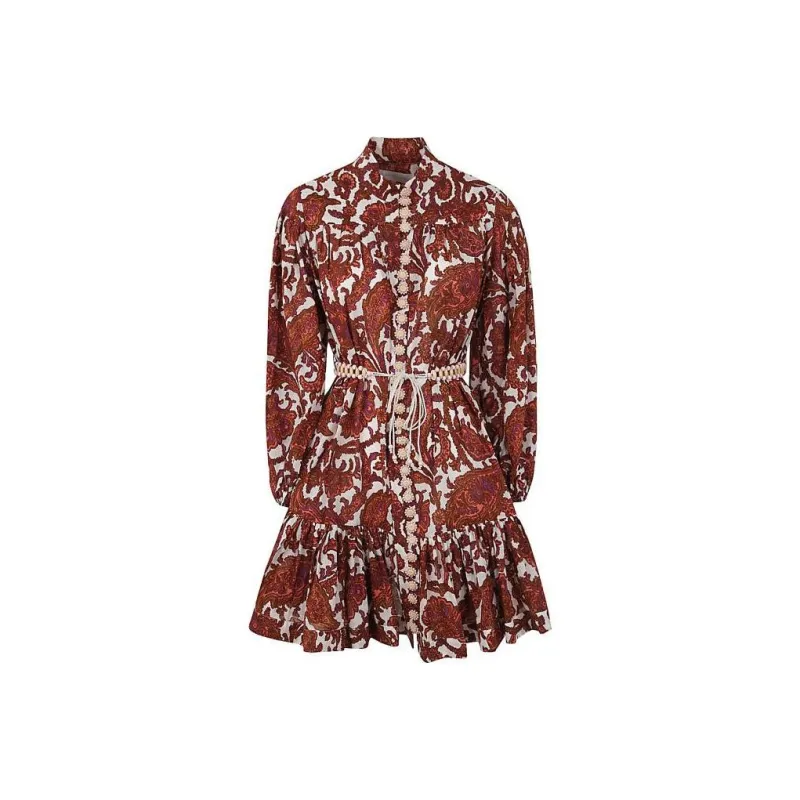 Zimmermann Tiggy Paisley-Printed Belted Shirt Dress-0