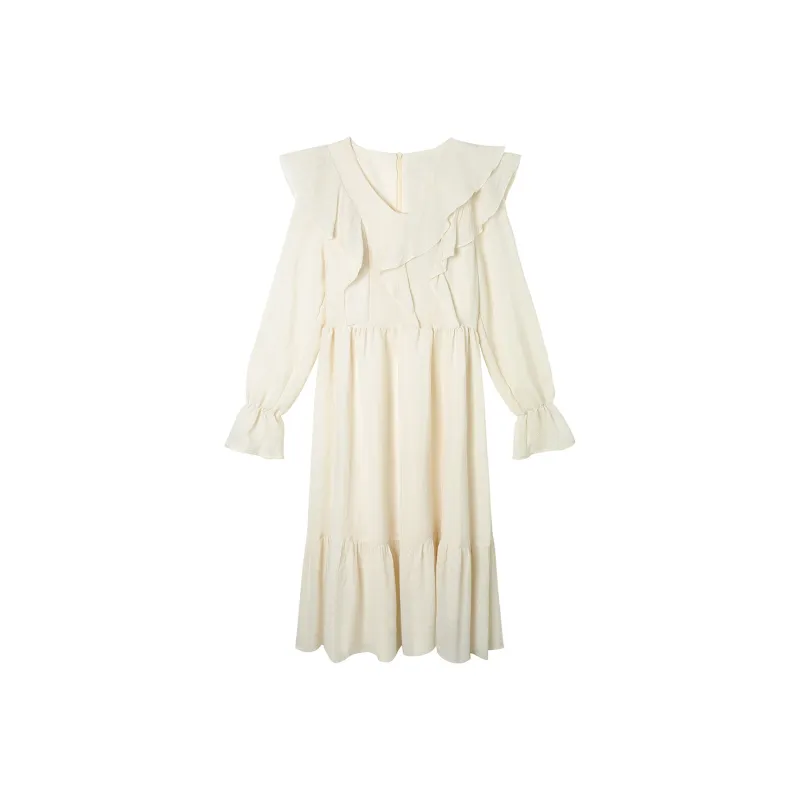 PAZZO Long Sleeved Dress Women's Ecru-0