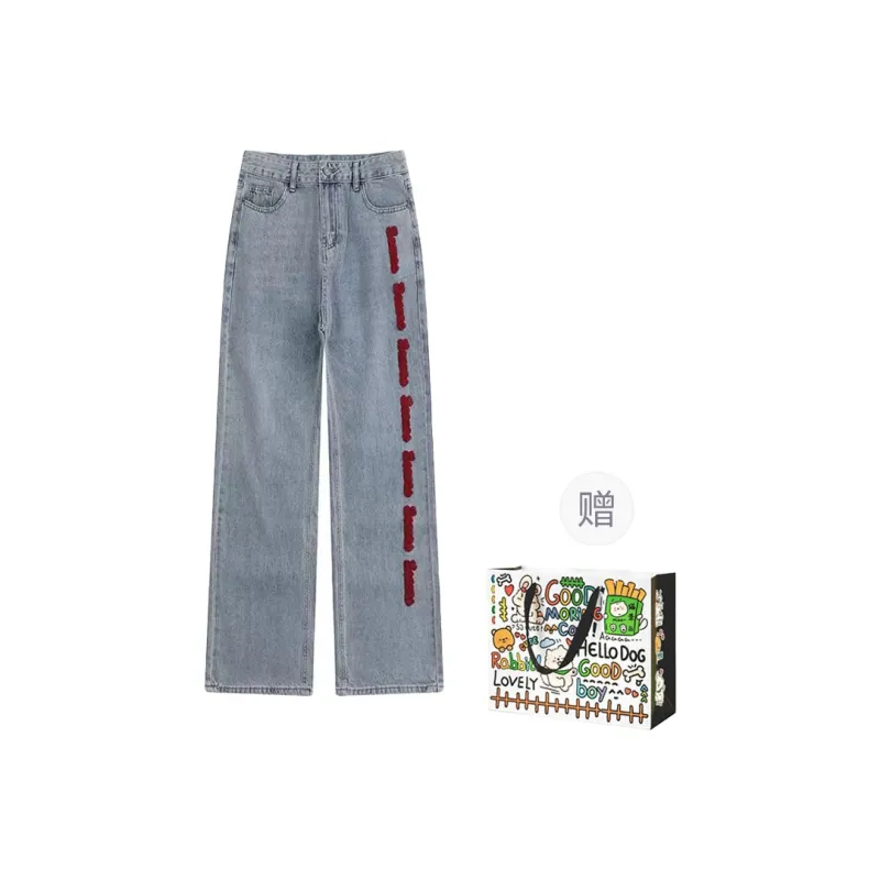 OURUOKE Jeans Women's Light Blue-0