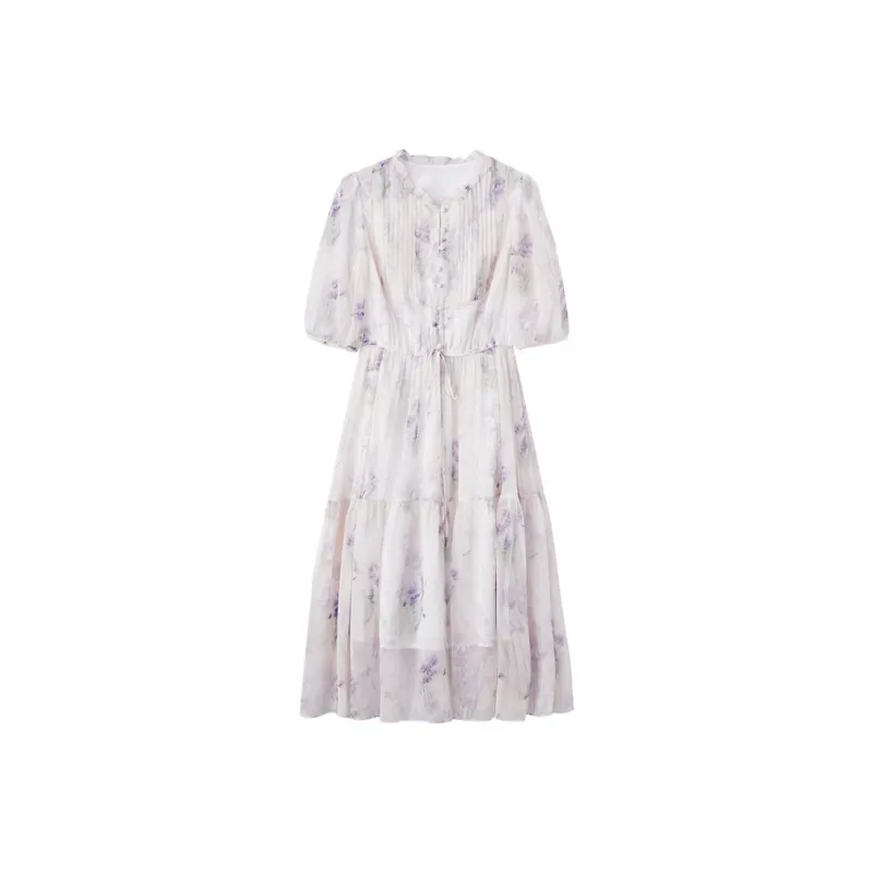 XIANGYING Short Sleeved Dresses Women's Purple-0