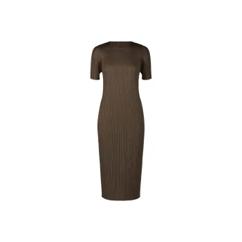 PLEATS PLEASE ISSEY MIYAKE Short Sleeved Dress Women's Umber