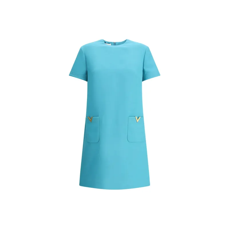 Valentino Short Sleeved Dress Women's Blue-0