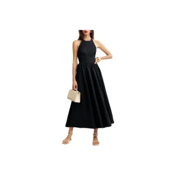 REFORMATION Percy Linen Dress Slip Dresses Women's Black